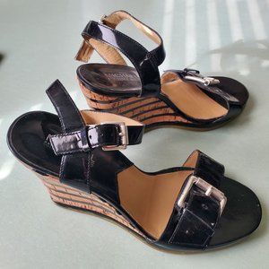Michael Kors Patent Leather & Cork Wedges - size 7.